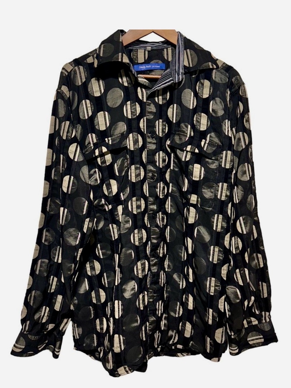 GEORG ROTH Sheer Polka Dot Avant Garde Art Shirt Germany L